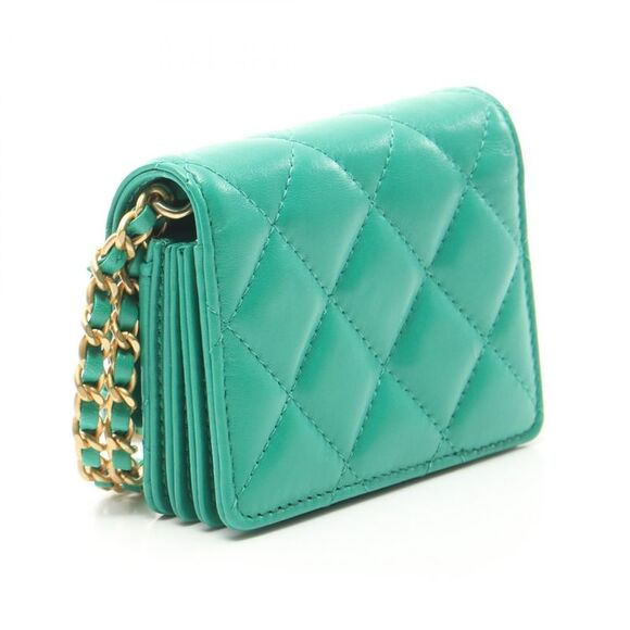 Chanel Lambskin Matelasse Card Case Green - Picture 2 of 6